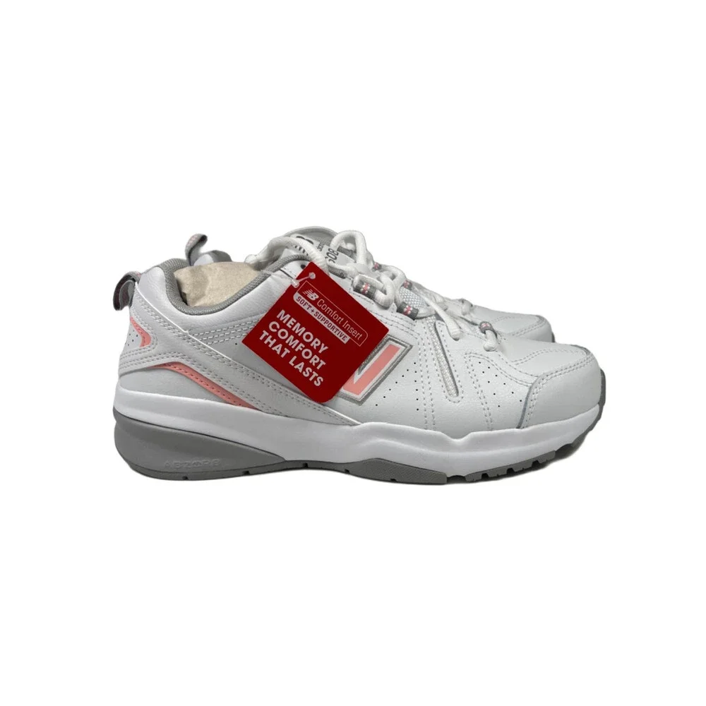 New Balance Women's Pink/White Leather 608v5 ABZORB Lace Up Sneakers - 8.5